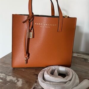 Marc Jacobs Pebbled Leather Tote in Cognac Brown with Gold Hardware